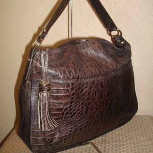 Talbots Brown Croc Emb. Leather Hobo VVGC!